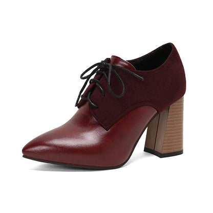 Women's Pointed Toe Block Heel Oxford Shoes