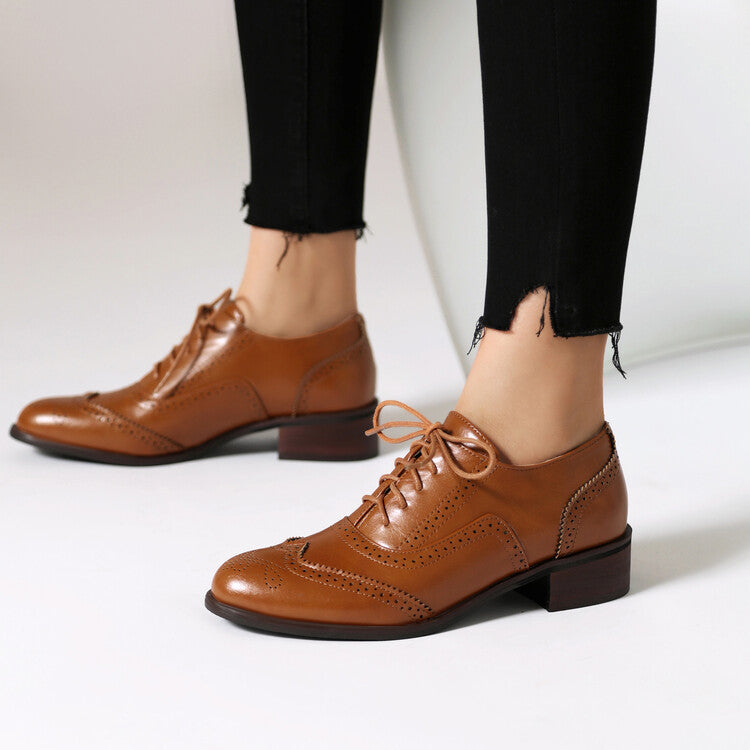 Women's Oxfords Brogue Low Heel Shoes