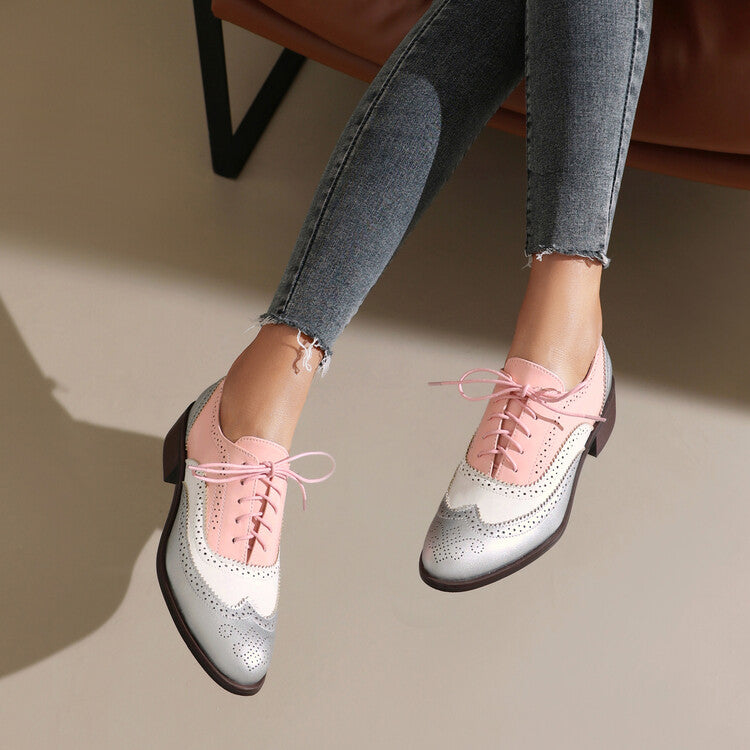 Women's Brogue Low Heel Oxford Shoes