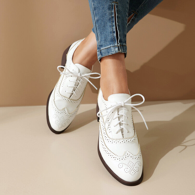 Women's Brogue Low Heel Oxford Shoes