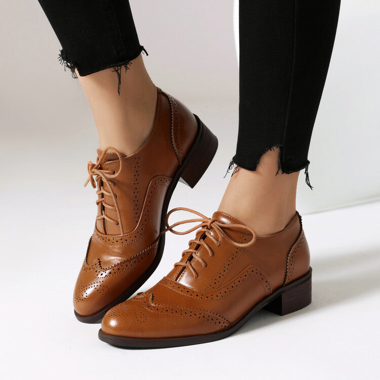 Women's Oxfords Brogue Low Heel Shoes