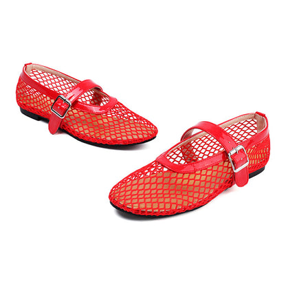 Women's Transparent Mesh Flat Mary Jane Shoes