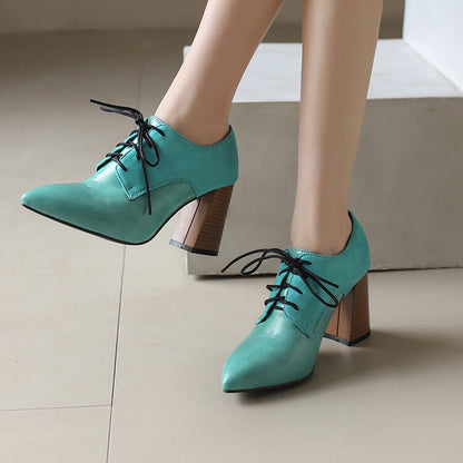 Women's Pointed Toe Block Heel Oxford Shoes