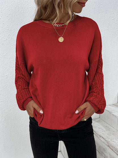 Ladies Sweaters Kniting Round Collar Pullover Plain Twist