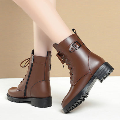 Ankle Boots Lace-Up Warm Fluff Booties for Women