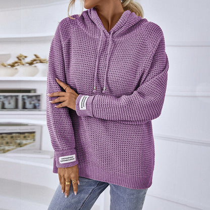 Ladies Sweaters Kniting Pullover Plain Hoods