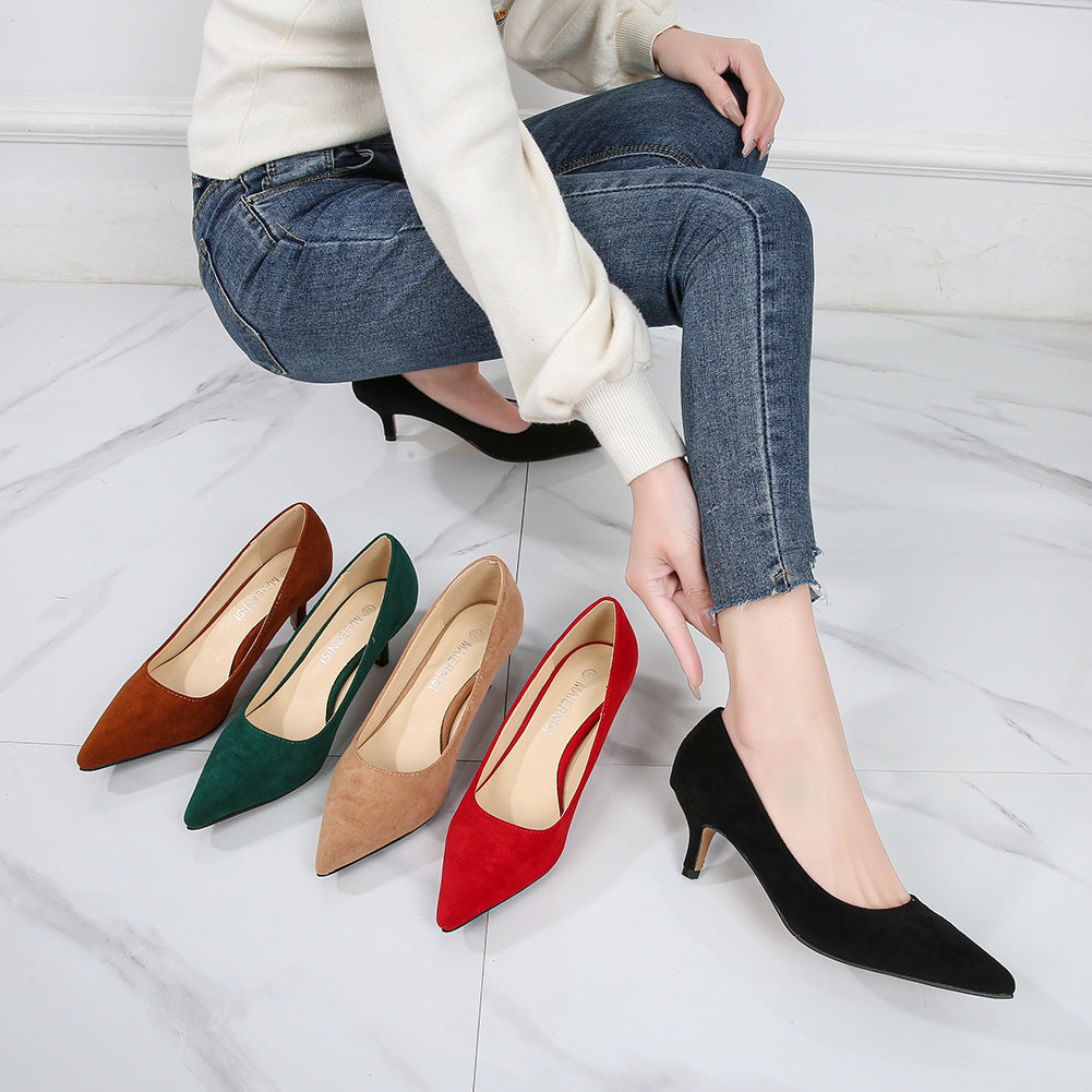 Ladies Pointed Toe Shallow Stiletto Heel Pumps