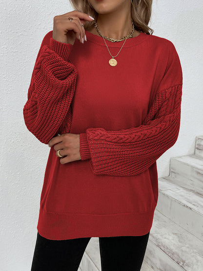 Ladies Sweaters Kniting Round Collar Pullover Plain Twist