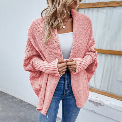 Cardigans Kniting Plain Bat Long Sleeves for Women