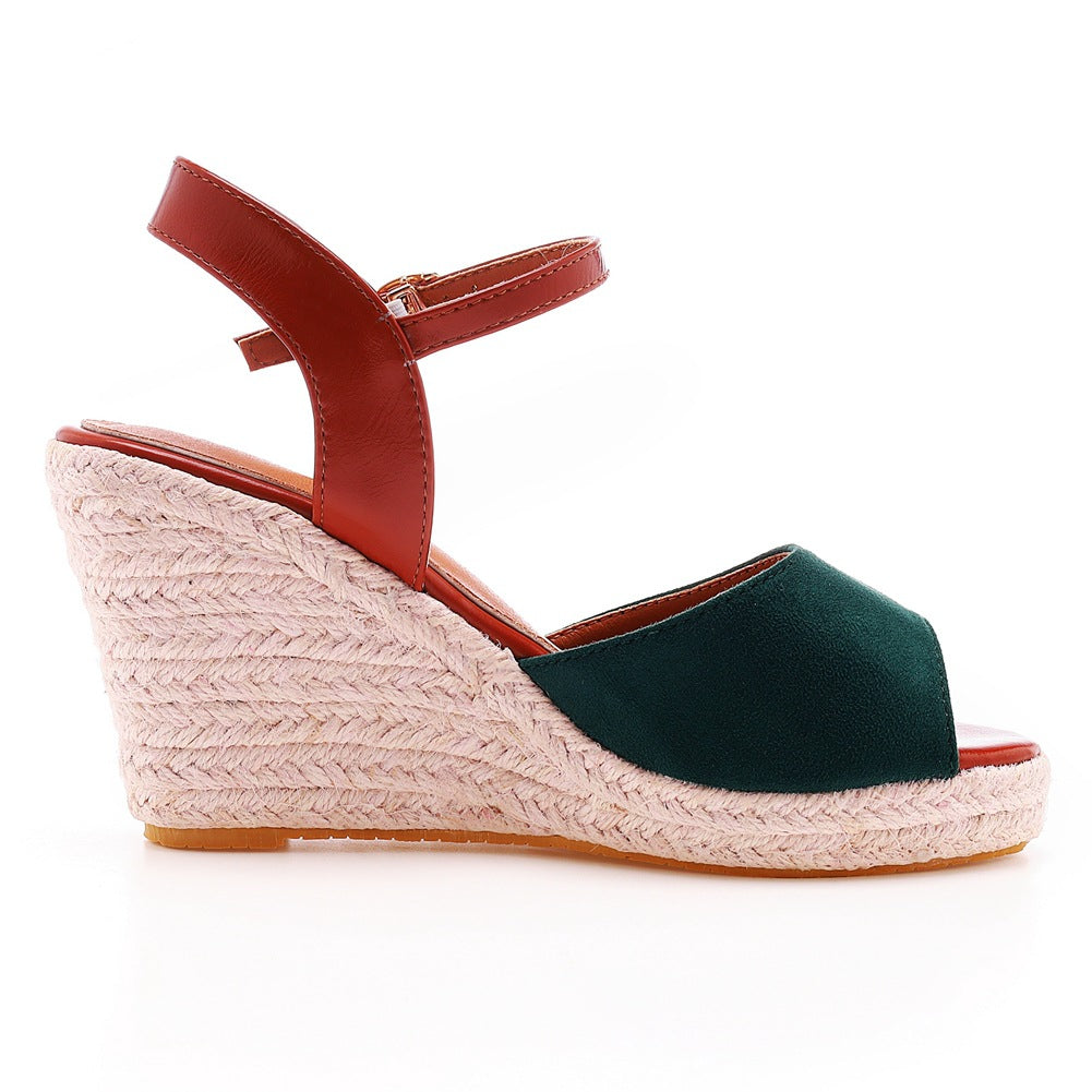 Women Peep Toe Round Toe Wedge Heel Platform Sandals