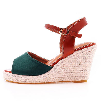 Women Peep Toe Round Toe Wedge Heel Platform Sandals