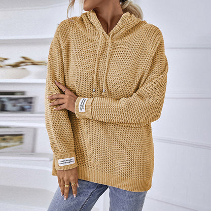 Ladies Sweaters Kniting Pullover Plain Hoods