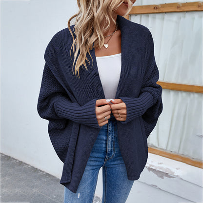 Cardigans Kniting Plain Bat Long Sleeves for Women