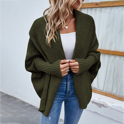 Cardigans Kniting Plain Bat Long Sleeves for Women