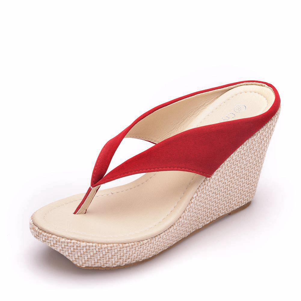 Women Plus Size Platform Wedge Heel Flip Flops