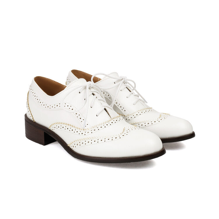 Women's Lace Up Brogues Low Heel Oxford Shoes