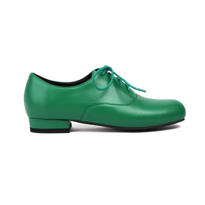 Women's Lace-Up Square Toe Low Heel Oxfords Shoes