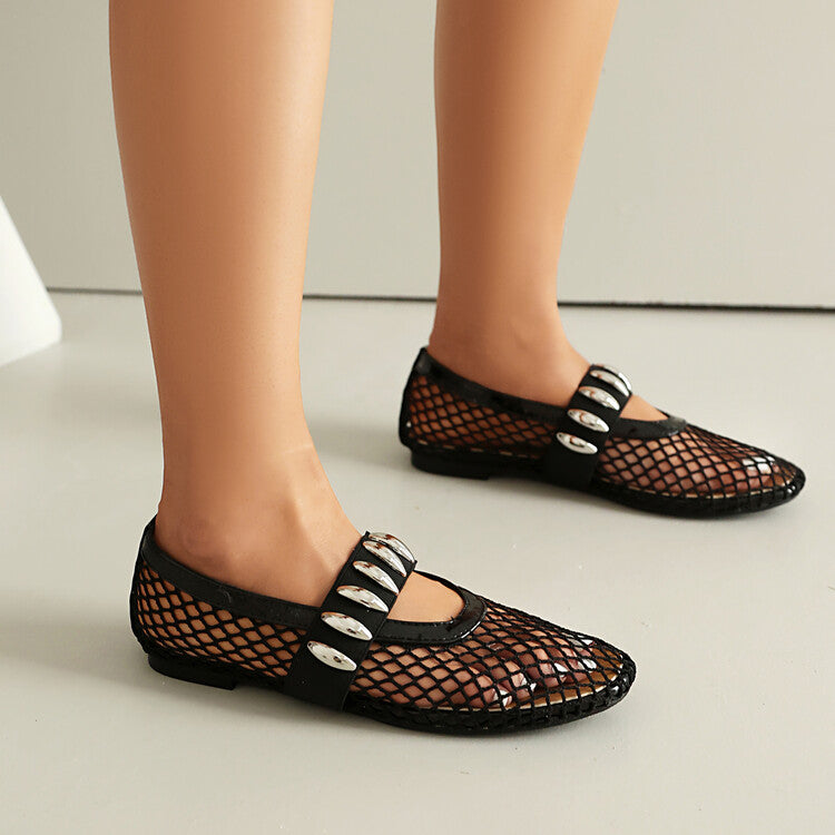 Women's Mesh Mary Jane Flat Shoes