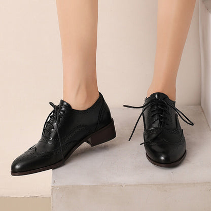 Women's Square Toe Mixcolor Square Heel Brogues Oxfords Shoes