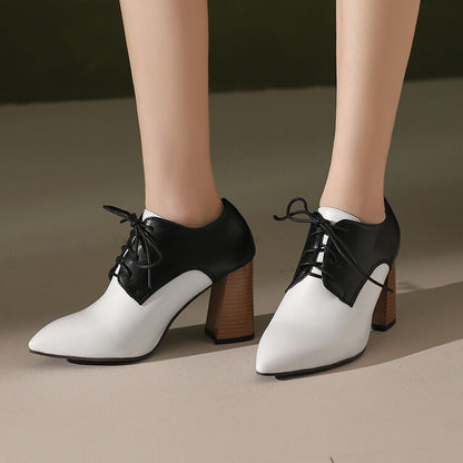 Women's Pointed Toe Block Heel Oxford Shoes