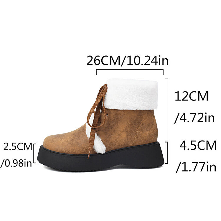 Women's Lace-Up Round Toe Flat Platform Boots