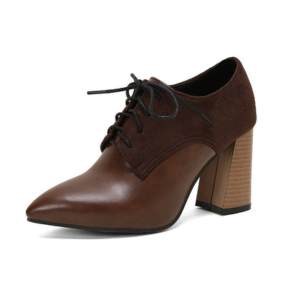 Women's Pointed Toe Block Heel Oxford Shoes