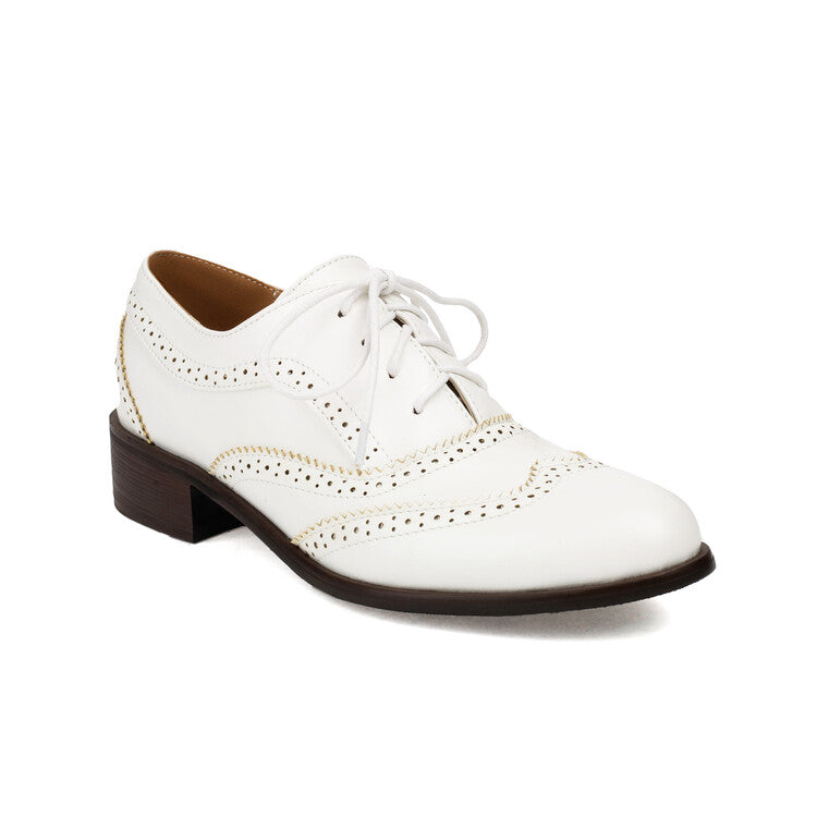 Women's Lace Up Brogues Low Heel Oxford Shoes