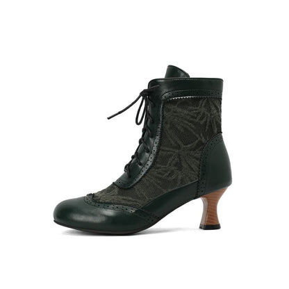 Women's Lace Up High Heel Ankle Boots