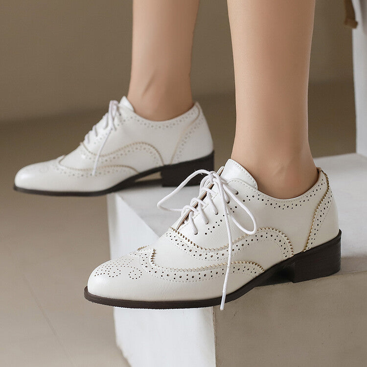 Women's Square Toe Mixcolor Square Heel Brogues Oxfords Shoes