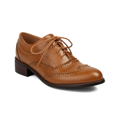 Women's Lace Up Brogues Low Heel Oxford Shoes