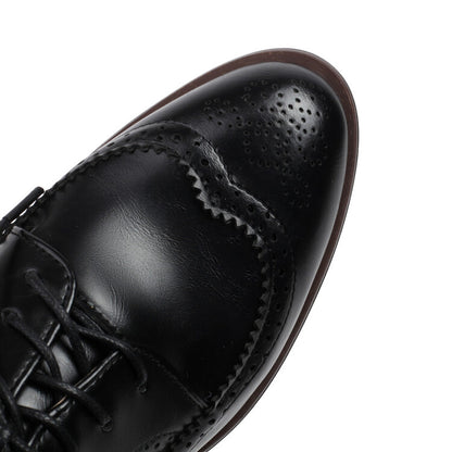 Women's Tie Brogue Low Heel Derby Shoes