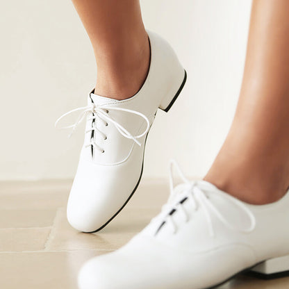 Women's Lace-Up Square Toe Low Heel Oxfords Shoes