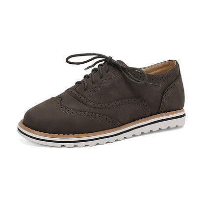 Women's Lace-Up Round Toe Flat Oxfords Brogues Shoes