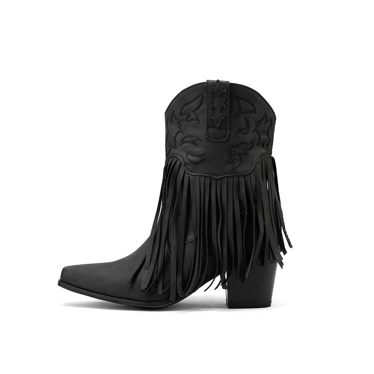 Women's Tassel Block Heel Western Boots