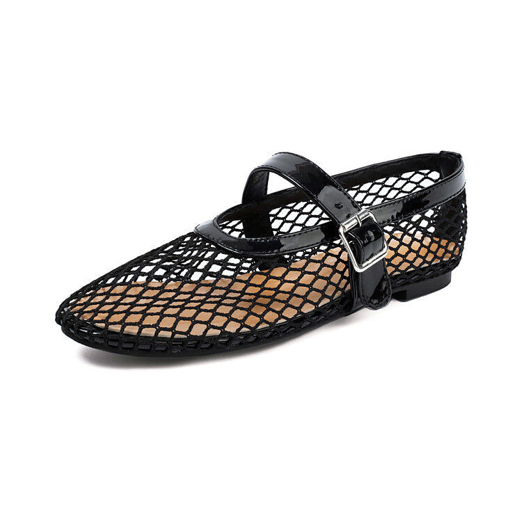 Women's Transparent Mesh Flat Mary Jane Shoes