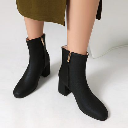 Women's Square Toe Block Heel Ankle Boots