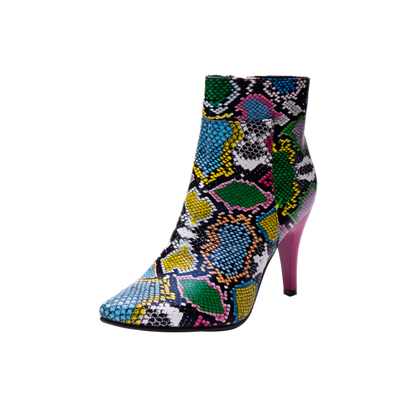 Women's Snake Pattern Spike Heel Ankle Boots