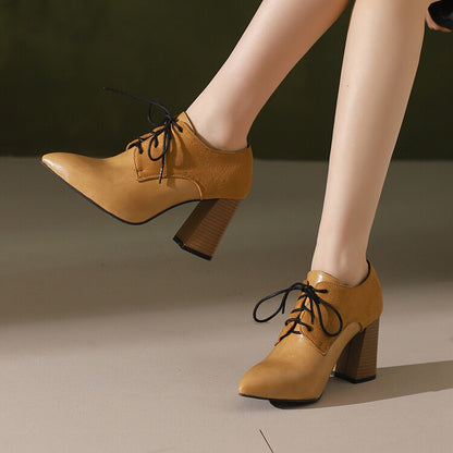 Women's Pointed Toe Block Heel Oxford Shoes