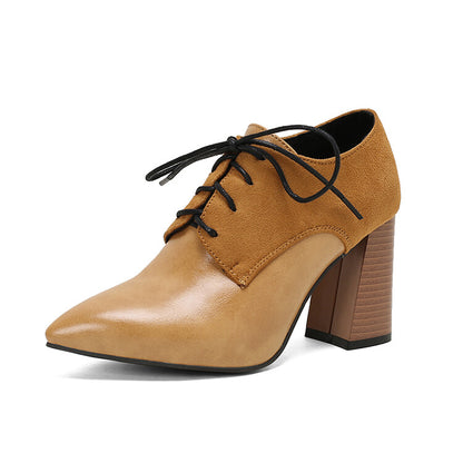 Women's Pointed Toe Block Heel Oxford Shoes