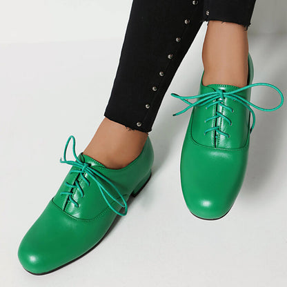 Women's Lace-Up Square Toe Low Heel Oxfords Shoes