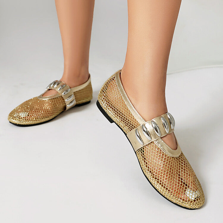 Women's Mesh Mary Jane Flat Shoes