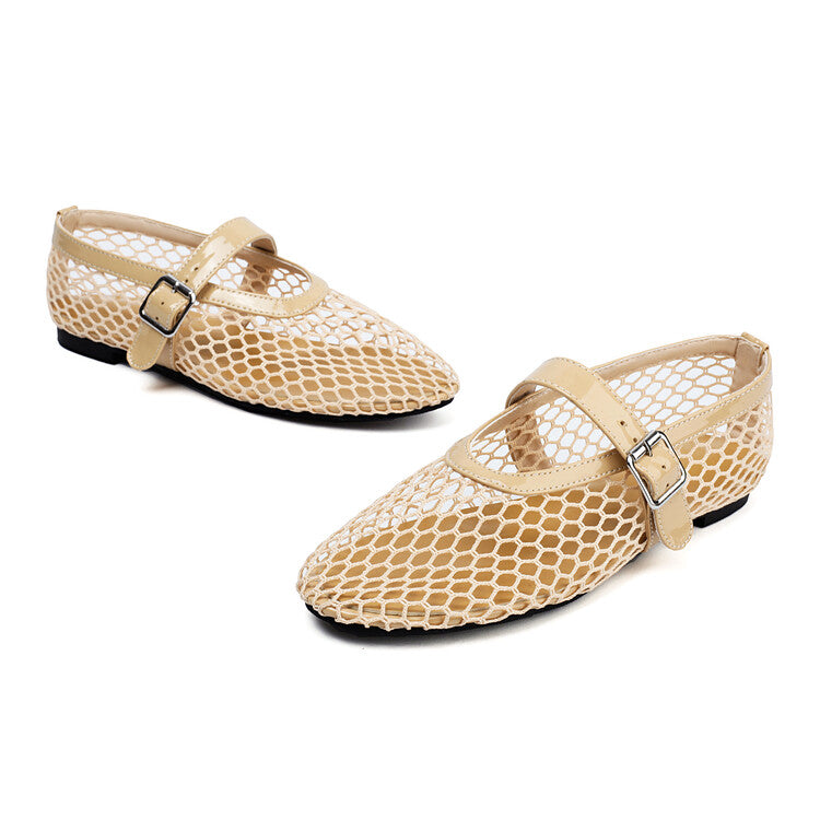 Women's Transparent Mesh Flat Mary Jane Shoes