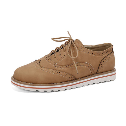 Women's Lace-Up Round Toe Flat Oxfords Brogues Shoes