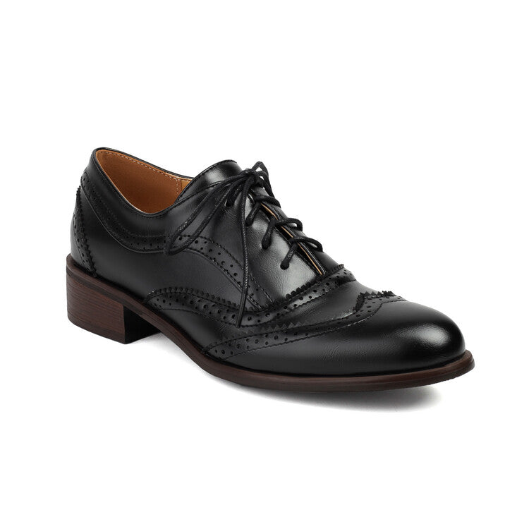 Women's Lace Up Brogues Low Heel Oxford Shoes