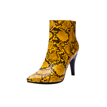 Women's Snake Pattern Spike Heel Ankle Boots