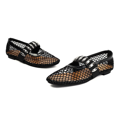 Women's Mesh Mary Jane Flat Shoes