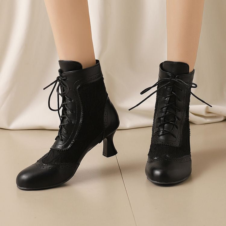 Women's Lace Up High Heel Ankle Boots