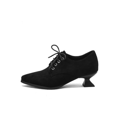 Women's Pointed Toe Hoof Heel Oxford Shoes