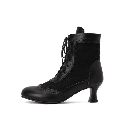 Women's Lace Up High Heel Ankle Boots