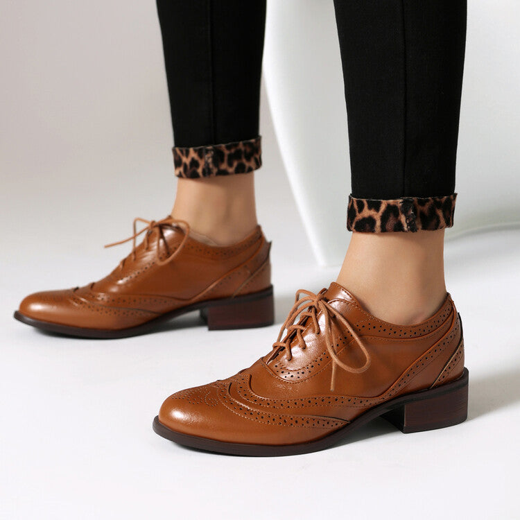 Women's Lace Up Brogue Oxford Shoes